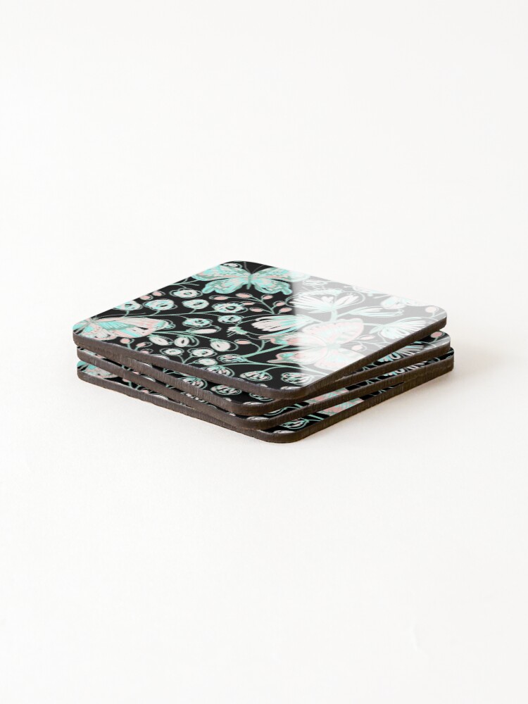 Thumbnail 4 of 5, Coasters (Set of 4), Butterfly Floral Pattern designed and sold by ryaneliz91.