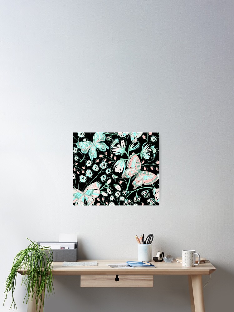 Thumbnail 2 of 3, Poster, Butterfly Floral Pattern designed and sold by ryaneliz91.