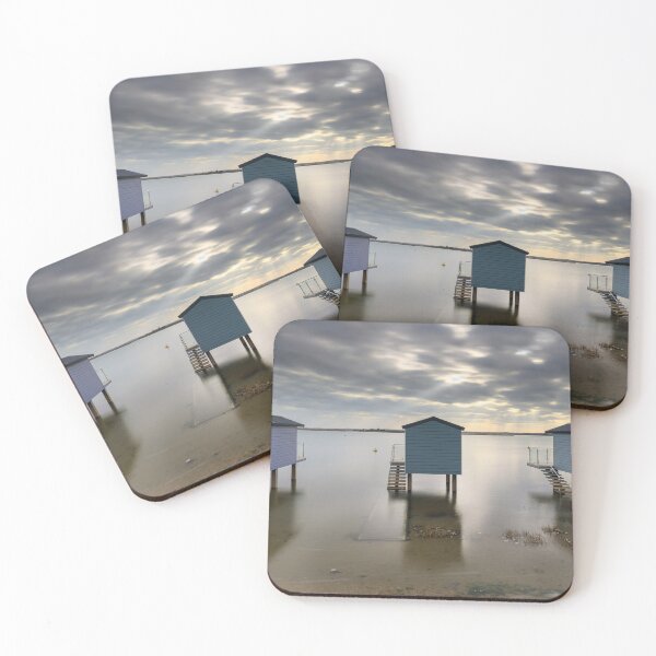 Item preview, Shafts of light over Osea Beach Huts designed and sold by bitm2007.