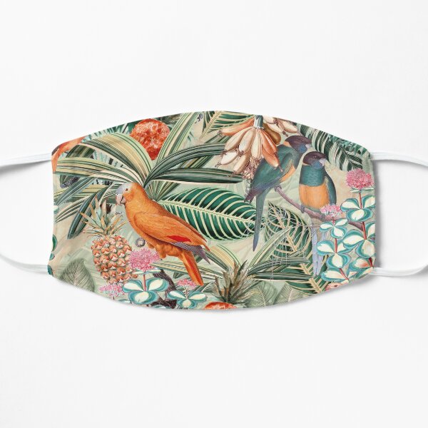 Vintage Orange Tropical Bird Jungle Garden Flat Mask