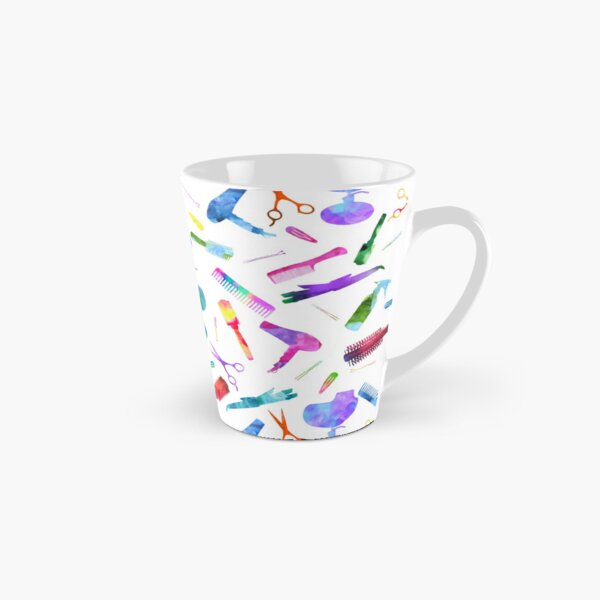 Travel Mugs: Floral Shears And Combs - Pink & Blue Travel Mug With