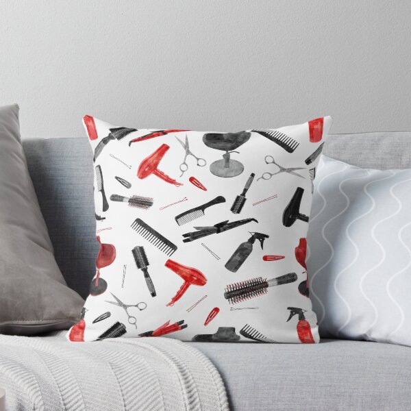 Item preview, Red White Black Hairstylist Salon Watercolor Pattern designed and sold by SamAnnDesigns.