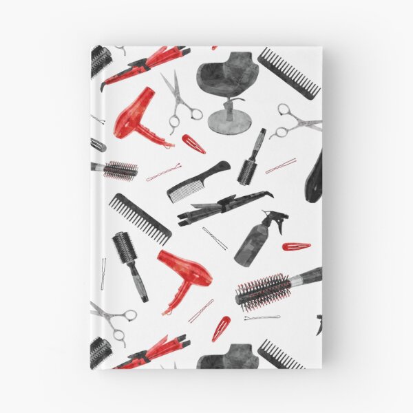 Item preview, Red White Black Hairstylist Salon Watercolor Pattern designed and sold by SamAnnDesigns.