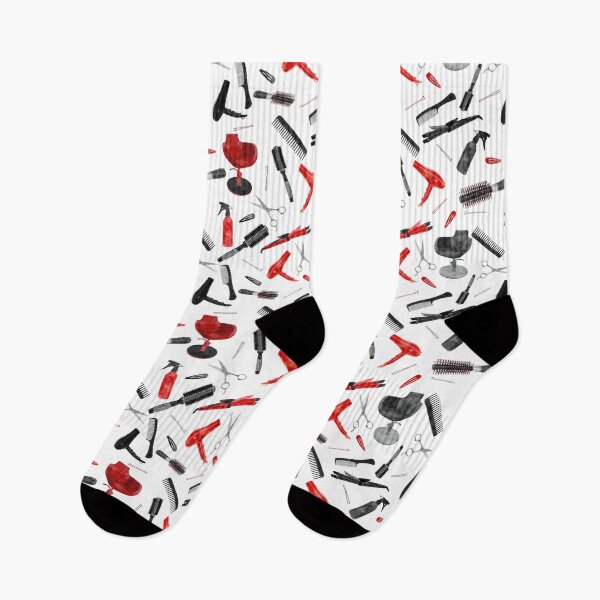 Item preview, Red White Black Hairstylist Salon Watercolor Pattern designed and sold by SamAnnDesigns.