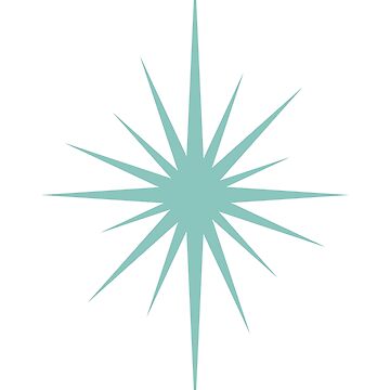 Artwork thumbnail, Aqua Blue Starburst Retro Atomic Era by Orchard Berry