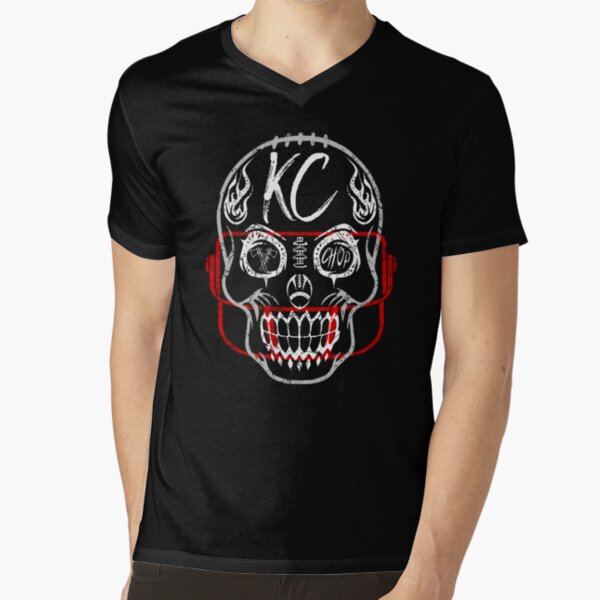 Kansas City Chiefs Sugar Skull Fan Gift Souvenir Football, Halloween  V-Neck T-Shirt for Sale by ArtByBollwitt