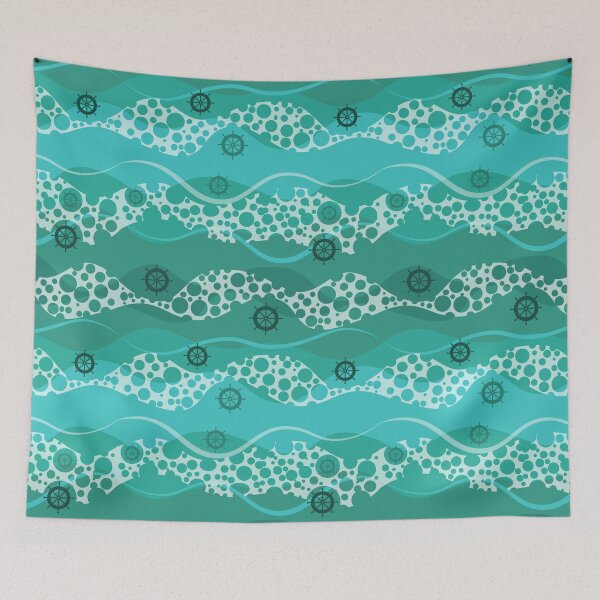 Item preview, Cartoon Ocean collection. Ocean pattern with ship wheel and waves designed and sold by AstraDesign.