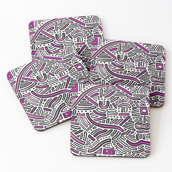 Item preview, Abstract Pink, Hot Pink, Light Pink, Black, and White Geometric Shapes Pattern designed and sold by Sarah Lopez.