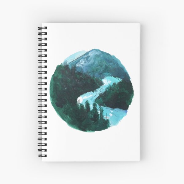 river and mountains illustration Spiral Notebook