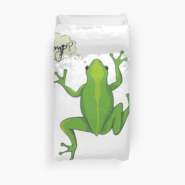 Green Tree Frog Jumping Cartoon Duvet Cover