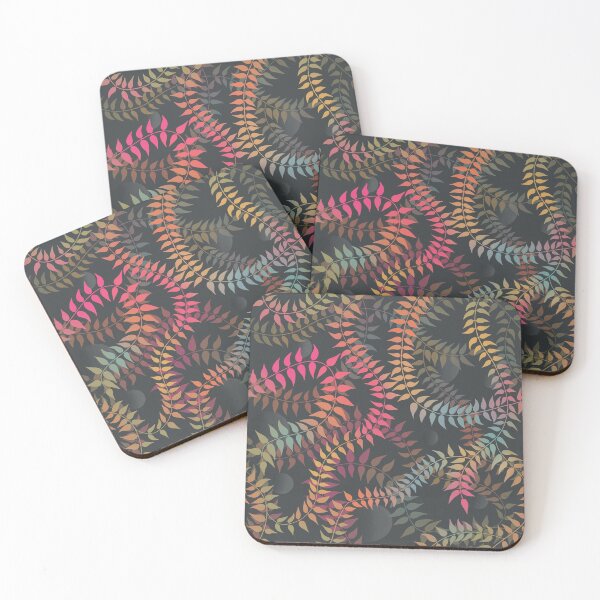 Item preview, Happy rainbow leaves and vines pattern dark designed and sold by Shelley Gilbert.