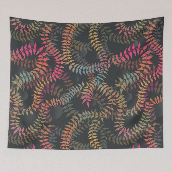 Item preview, Happy rainbow leaves and vines pattern dark designed and sold by Shelley Gilbert.