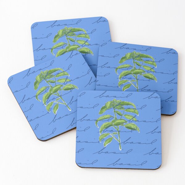 Item preview, Basil Herb on Blue Background  designed and sold by BookTalkBecky.