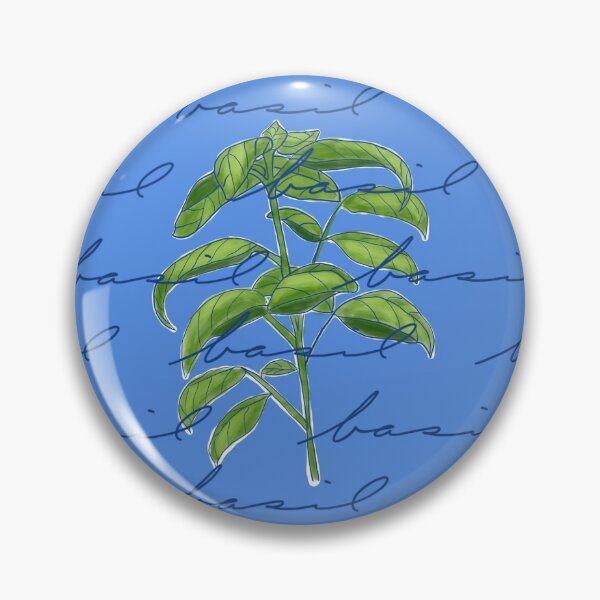 Item preview, Basil Herb on Blue Background  designed and sold by BookTalkBecky.