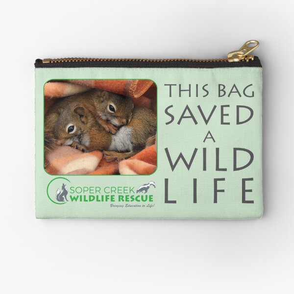 Peanut and Sunflower, squirrels - This bag helped SAVE a WILD life! Zipper Pouch