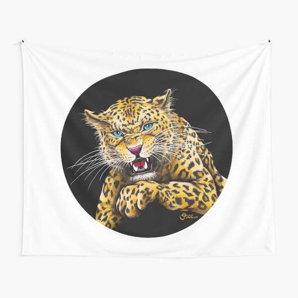 Leopard Roar - Shee Endangered Retro Animals Tapestry