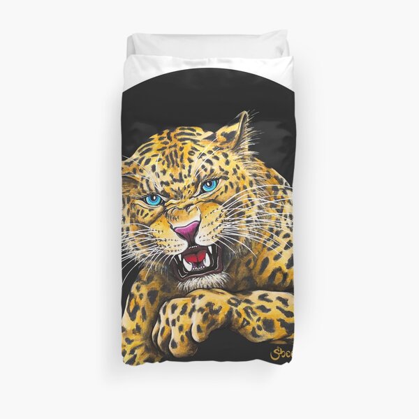 Leopard Roar - Shee Endangered Retro Animals Duvet Cover