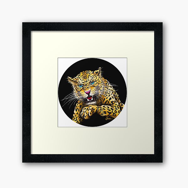 Leopard Roar - Shee Endangered Retro Animals Framed Art Print