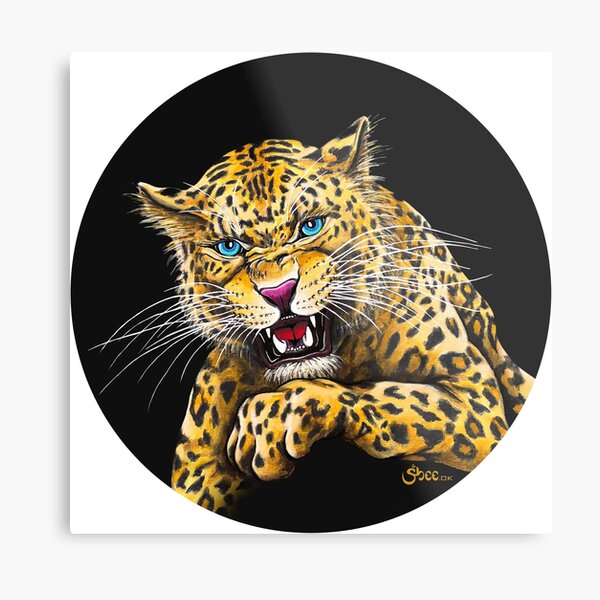 Leopard Roar - Shee Endangered Retro Animals Metal Print