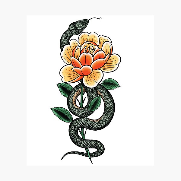 Item preview, Snake and Flower designed and sold by SevenRelics.