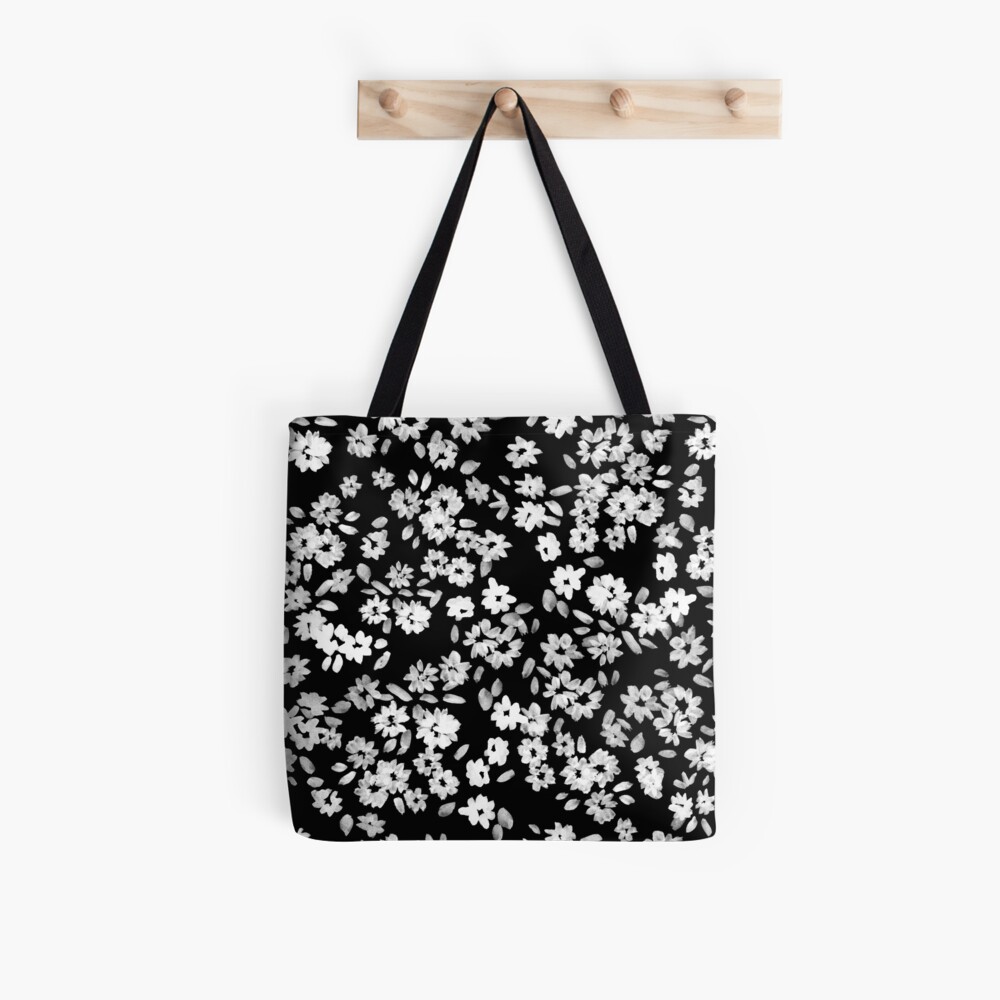 Black And White Flower Print Women Fashion Skinny Small Bag Twill
