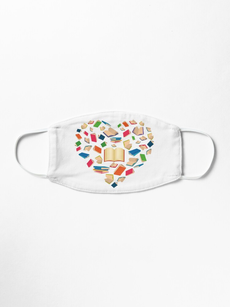 Alternate view of Book Lover Heart Shape Cute Reading Gift Librarian Bookworm Book Lover Gift Funny Love To Read Books T Shirts Mask