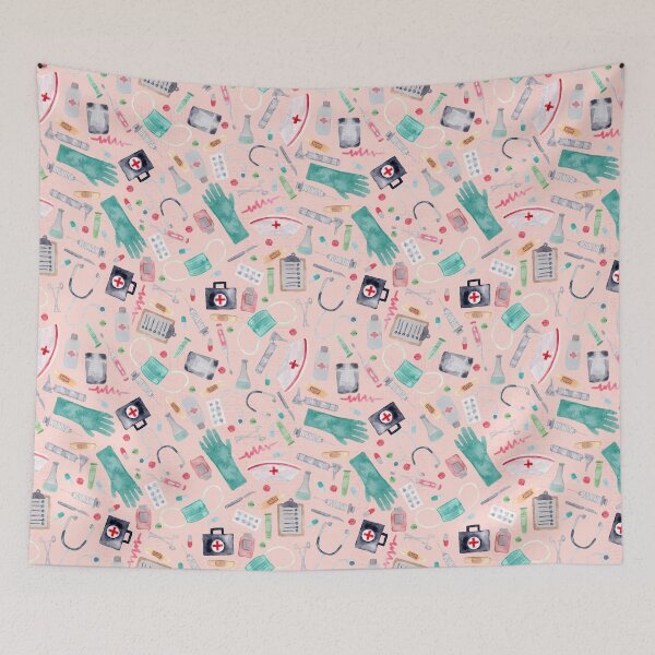 Item preview, Medical Pattern | Doctor | Nurse | Watercolor | Pink Texture designed and sold by Harpley Design Studio.