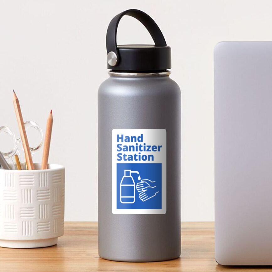 white and Blue Hand Sanitizer Station Sign Sticker
