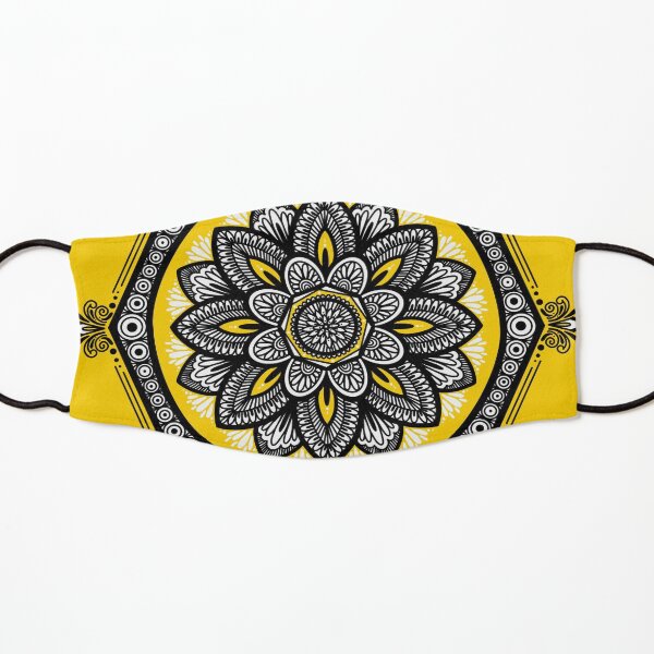 Golden Yellow Floral Pattern Kids Mask