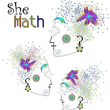 Artwork thumbnail, "She Math Multi"© by Lisa Clark - Thinker Collection STEM Art and MORE
