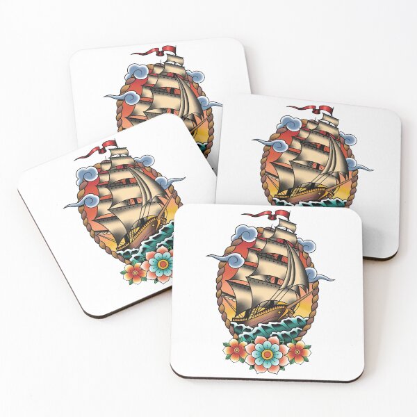 Item preview, Traditional Tattoo Sailing Ship, Clipper Ship Illustration designed and sold by SevenRelics.