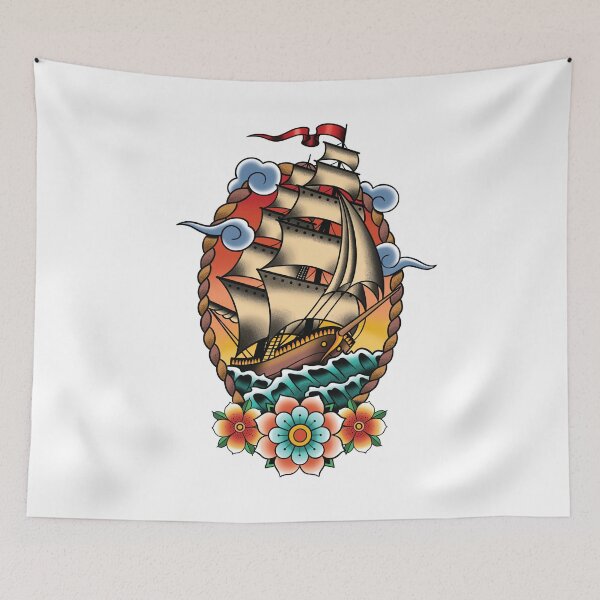Item preview, Traditional Tattoo Sailing Ship, Clipper Ship Illustration designed and sold by SevenRelics.
