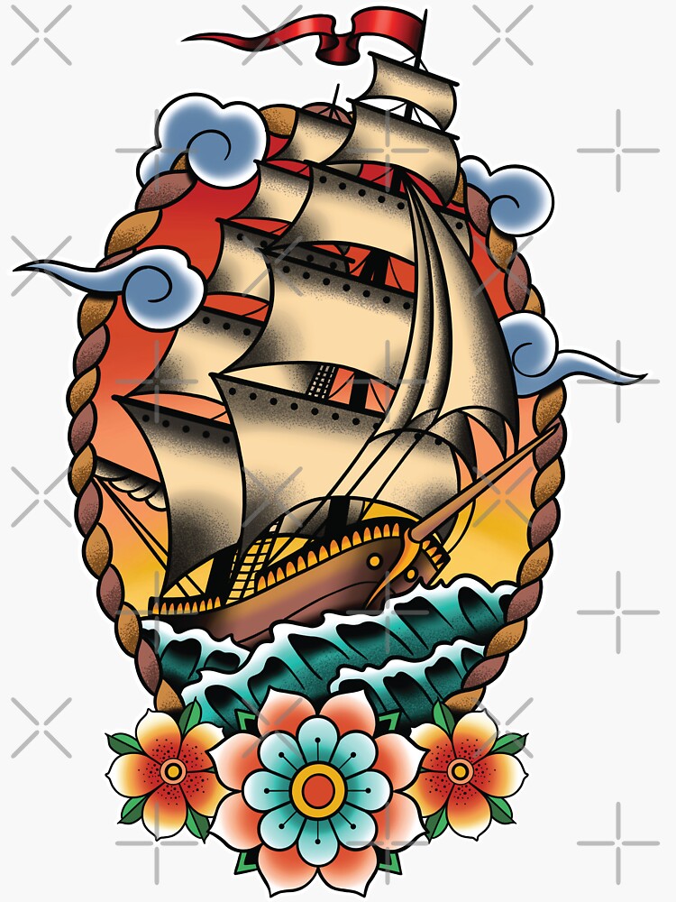 straight forward clipper ship tattoo