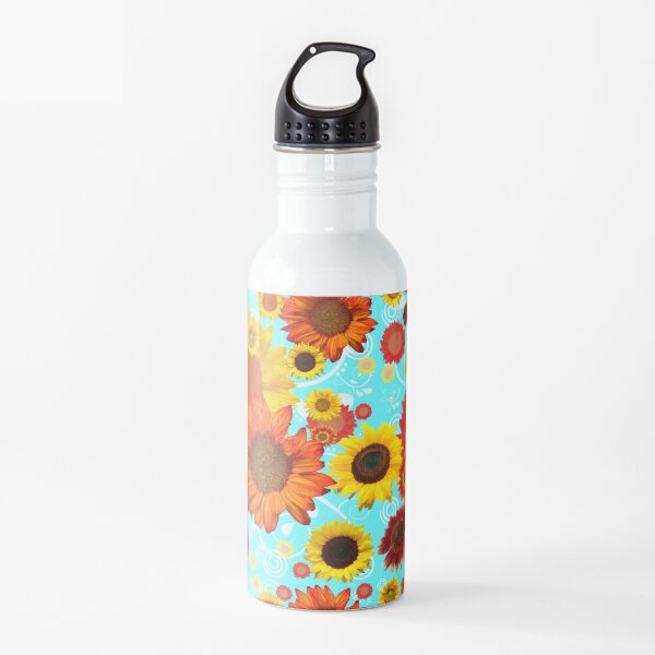 Sunflowers, blue skies, what more can one want? Water Bottle