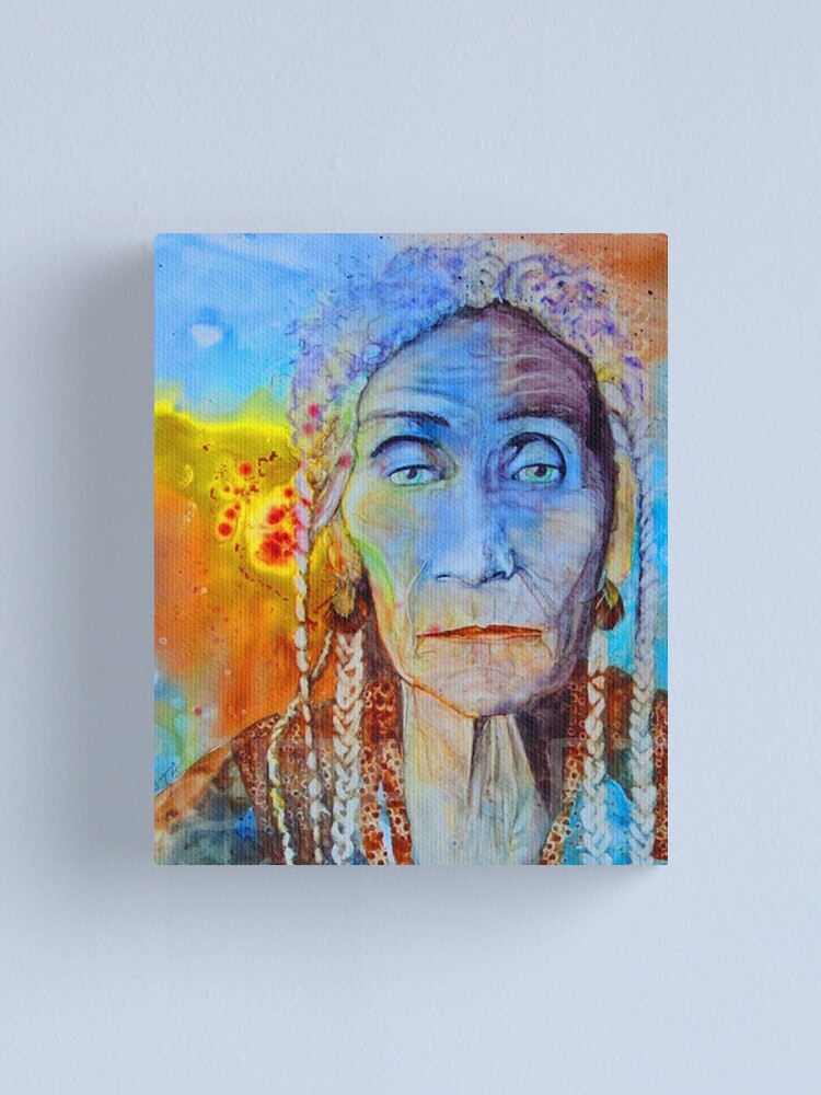 Nina, Native American, Elderly Portrait, Watercolor Portrait, Feminist Art, Female Face" Canvas Print By Dianecita | Redbubble