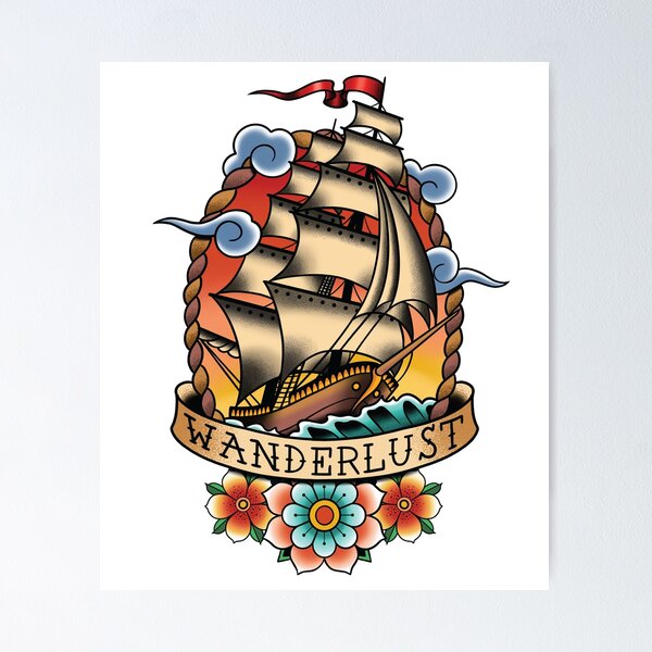 American traditional boat Recessed Framed Print by American traditional  tattoo | Society6