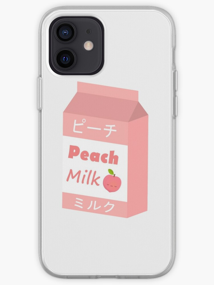 Kawaii Milk Carton Japanese Peach Milk Drink Sticker Aesthetic pastel iPhone Case