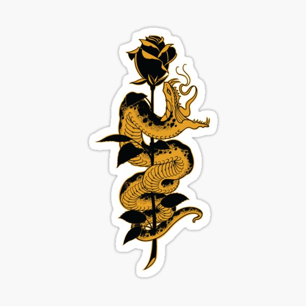 Item preview, Snake and Rose Gold Variant Tattoo design designed and sold by SevenRelics.