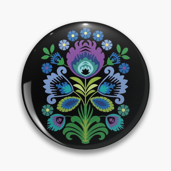 Item preview, Polish Folk Flowers Purple on Black designed and sold by Barbara Pixton.