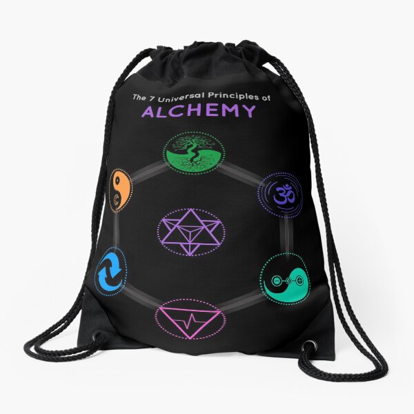 The 7 Universal Principles of Alchemy - Shee Symbols Drawstring Bag