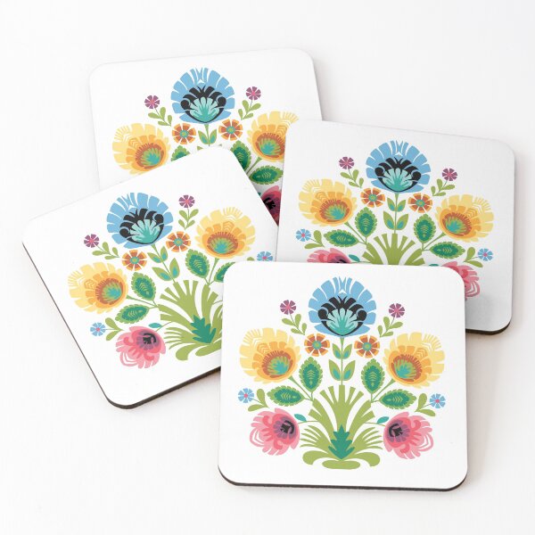 Item preview, Polish Folk Flowers Pink and Yellow designed and sold by Barbara Pixton.
