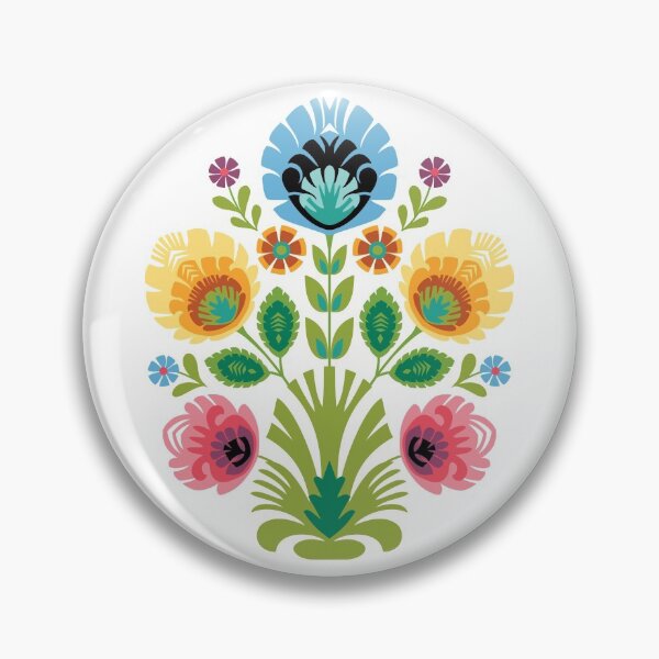 Item preview, Polish Folk Flowers Pink and Yellow designed and sold by Barbara Pixton.