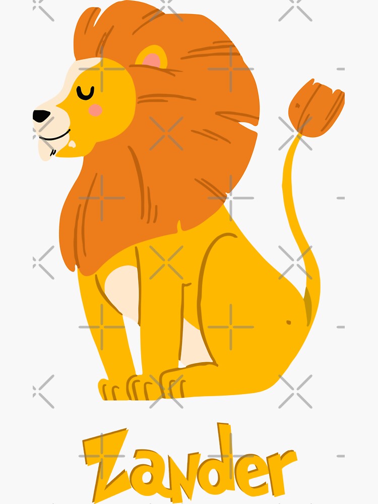 "Zander Lion Baby Boy Wild Animal Name" Sticker for Sale by
