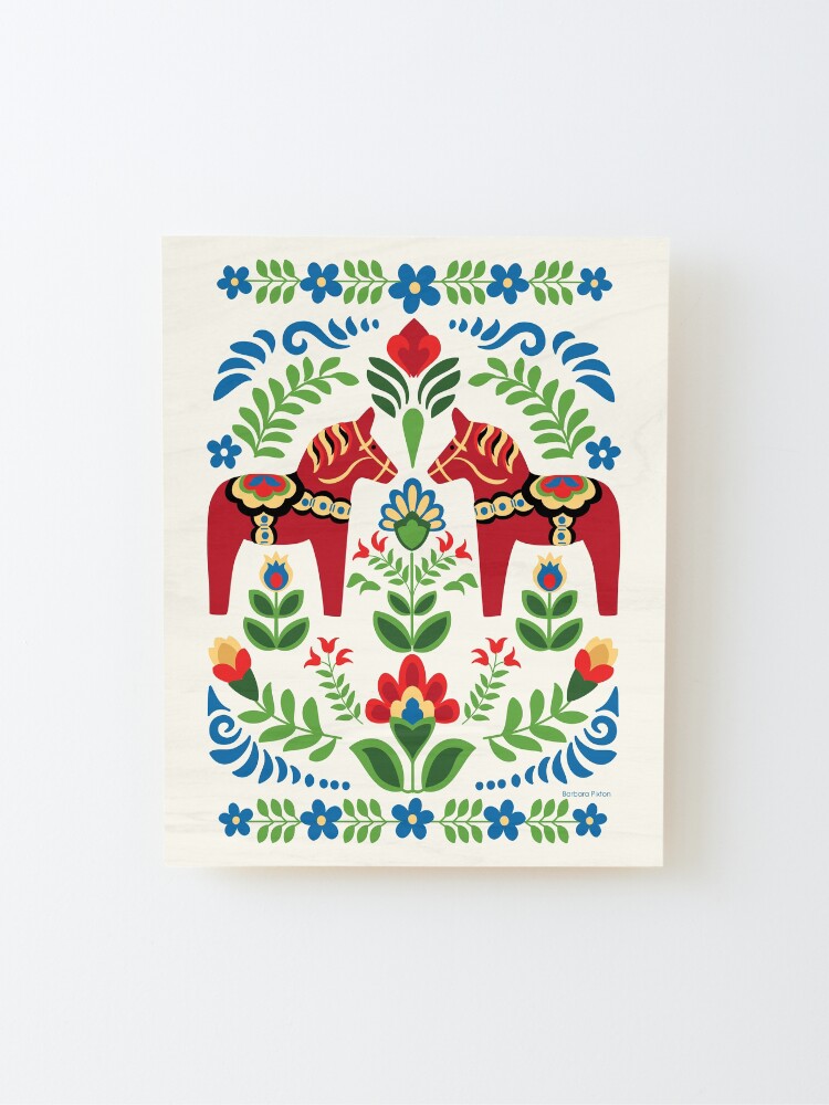 Alternate view of Swedish Dala Horses Red Mounted Print