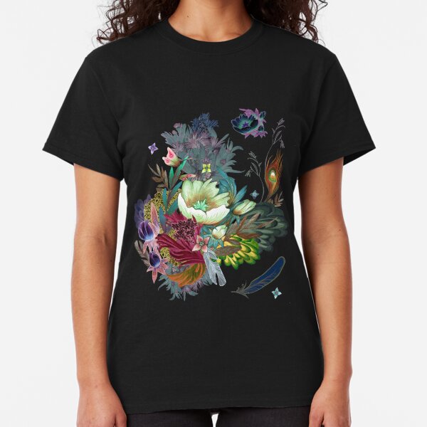 floral pattern with Althaea Officinalis Classic T-Shirt