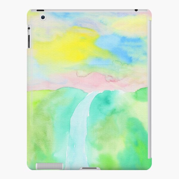 Watercolor Hand-Drawn Colorful Waterfall Painting in Pastel Tones iPad Snap Case