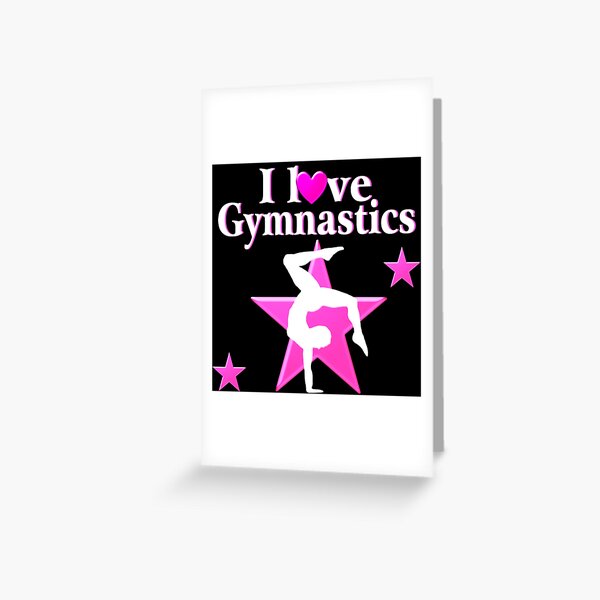 Pretty Pink I Love Gymnastics Design Greeting Card For Sale By