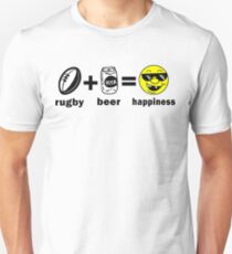 Rugby + Beer = Happiness Unisex T-Shirt