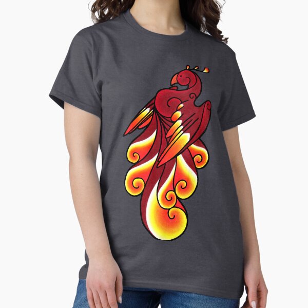 Color Pencil Pheonix - Red Background Classic T-Shirt
