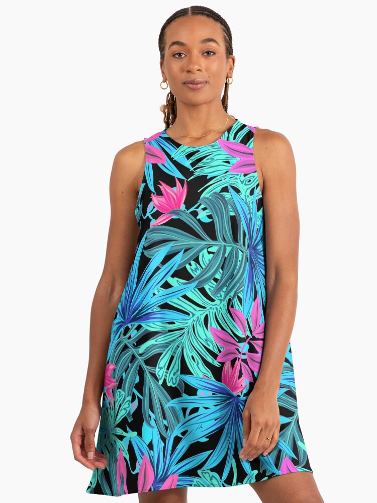 a line summer dress Short Pink Casual Summer Dress with Floral Print Blush Rose Print / Medium main image 0